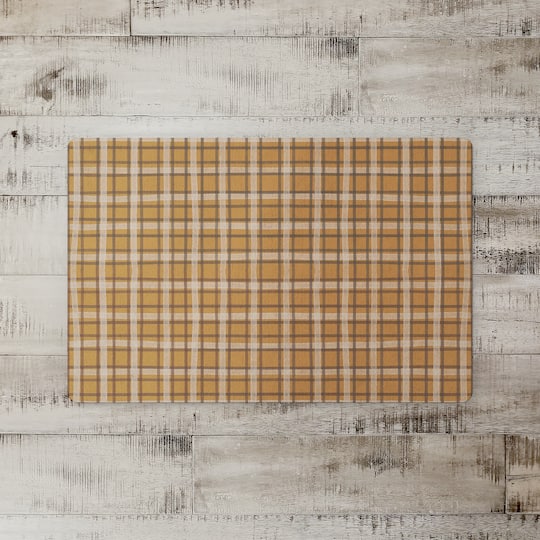 Orange Multi Plaid Floor Mat